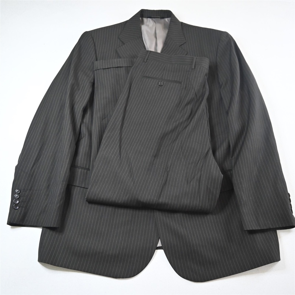Lineage 48L 40x30 Brown Striped Mens Jacket Pants Suit